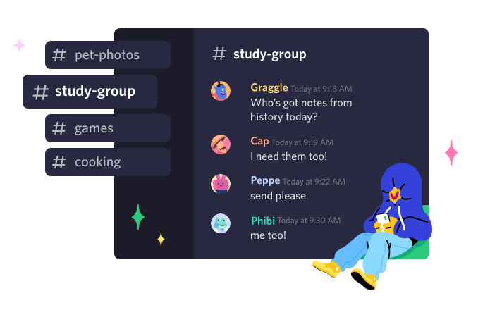 canais de um servidor do discord